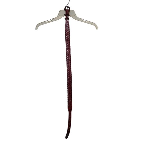 Rare Vtg M & P Hand Crafted in Mexico Hand Tooled Red Leather Braided Belt Sz 30 - Picture 8 of 8